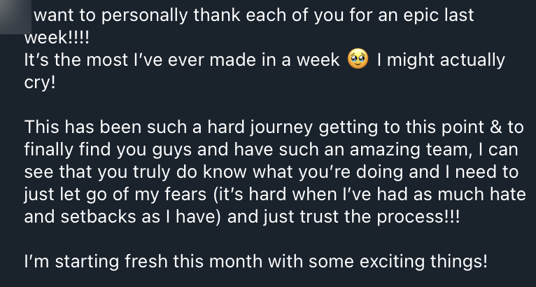 Best week ever message from creator