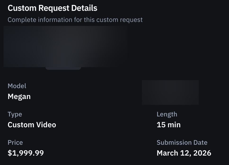 $2,000 custom video order, March 12