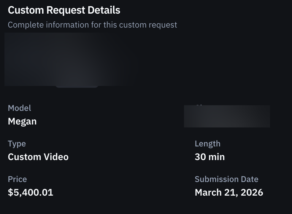 $5,400 custom video order form, March 21